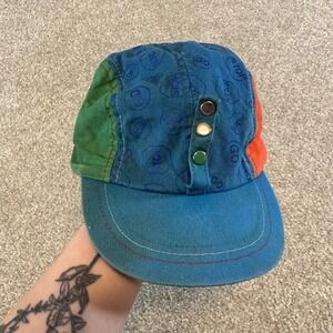 Vintage Sesame Street Elmo Color Block Hat Blue Green Orange Stop Go Kids Cap